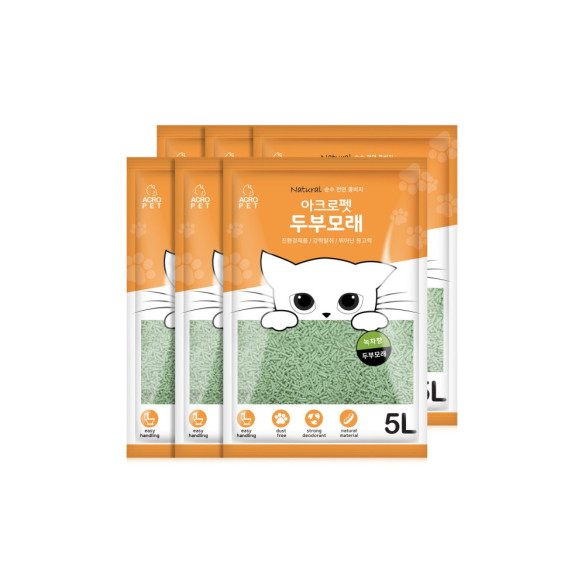 두부모래 고양이화장실 천연콩비지 녹차향 5L 6개 